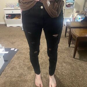 Trendy Black Ripped Jeans